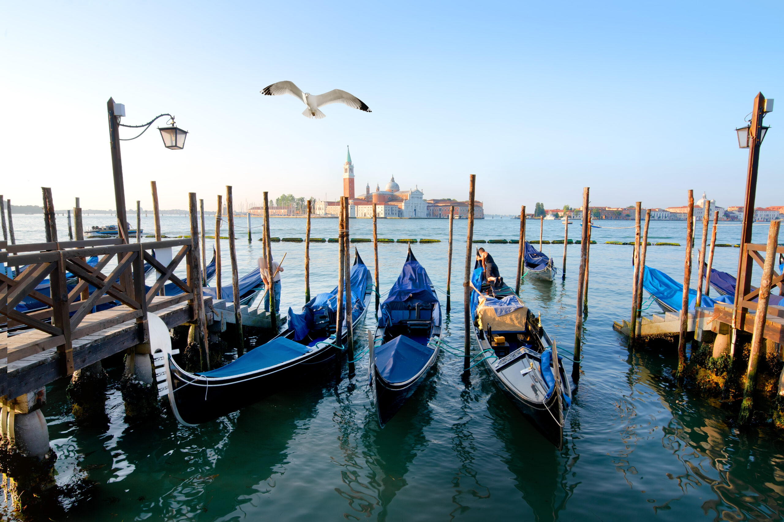 Gondolas in Grand Canal in Venice, Italy
